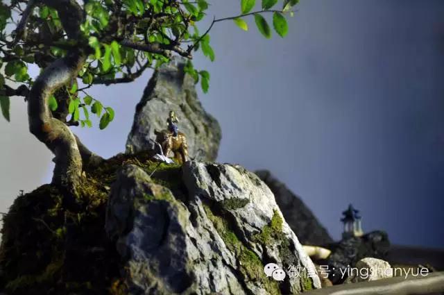 墨爻盆景作品：古樹寒溪，牧童歸去——《雙榆溪隱》
